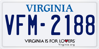 VA license plate VFM2188