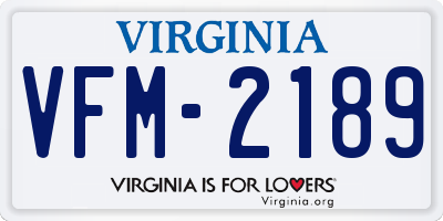 VA license plate VFM2189