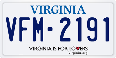 VA license plate VFM2191