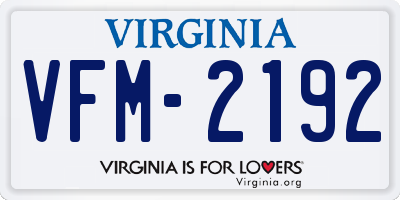 VA license plate VFM2192