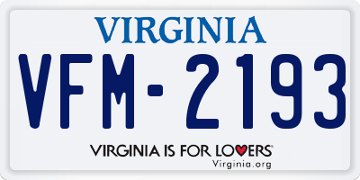 VA license plate VFM2193