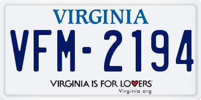 VA license plate VFM2194