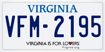 VA license plate VFM2195