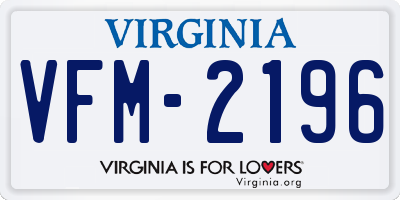 VA license plate VFM2196
