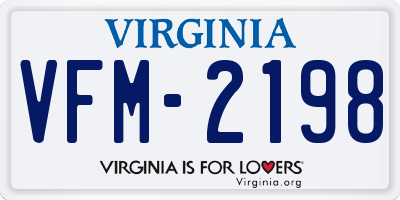 VA license plate VFM2198