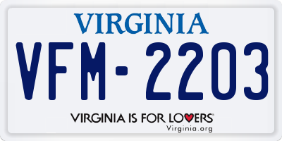 VA license plate VFM2203