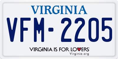 VA license plate VFM2205