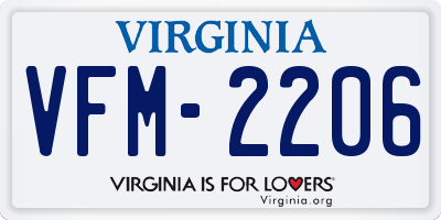 VA license plate VFM2206