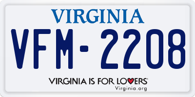 VA license plate VFM2208
