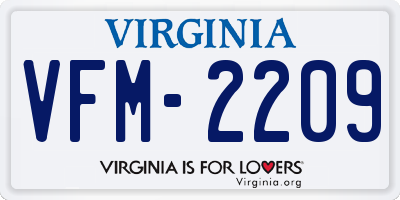 VA license plate VFM2209