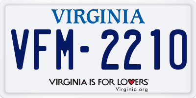 VA license plate VFM2210
