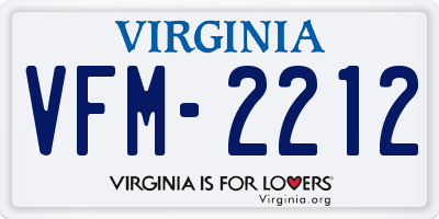 VA license plate VFM2212