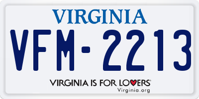 VA license plate VFM2213