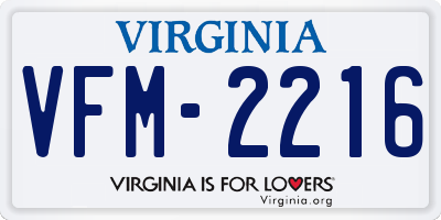 VA license plate VFM2216