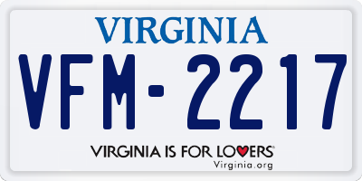 VA license plate VFM2217