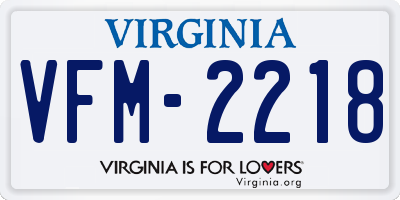 VA license plate VFM2218