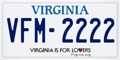 VA license plate VFM2222