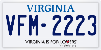 VA license plate VFM2223