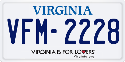 VA license plate VFM2228