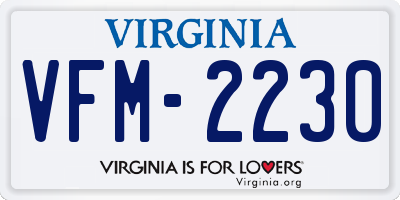 VA license plate VFM2230