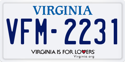VA license plate VFM2231