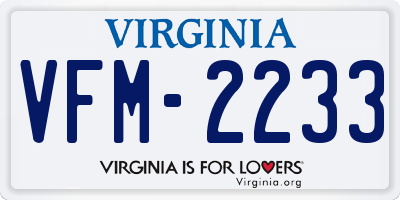 VA license plate VFM2233