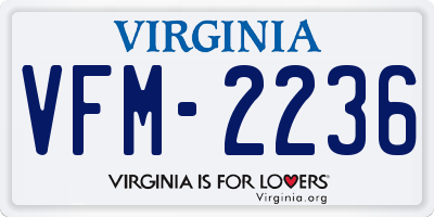VA license plate VFM2236