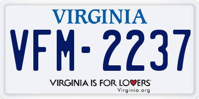 VA license plate VFM2237