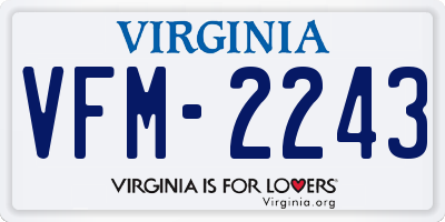 VA license plate VFM2243