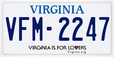 VA license plate VFM2247