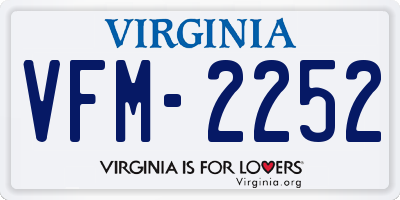 VA license plate VFM2252