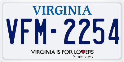 VA license plate VFM2254