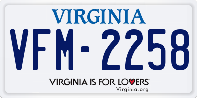 VA license plate VFM2258