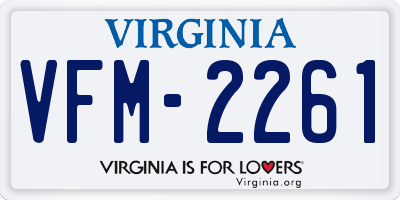 VA license plate VFM2261