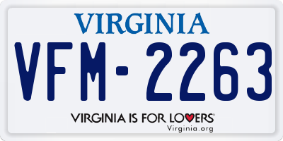 VA license plate VFM2263