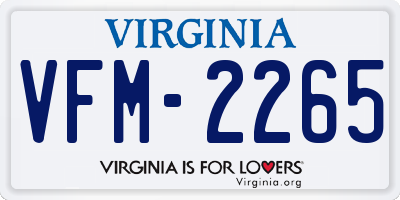 VA license plate VFM2265