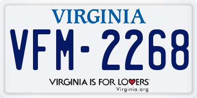 VA license plate VFM2268
