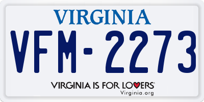 VA license plate VFM2273