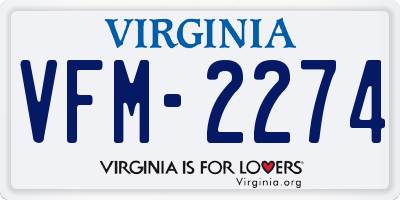 VA license plate VFM2274