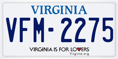 VA license plate VFM2275