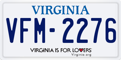 VA license plate VFM2276