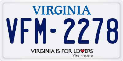 VA license plate VFM2278