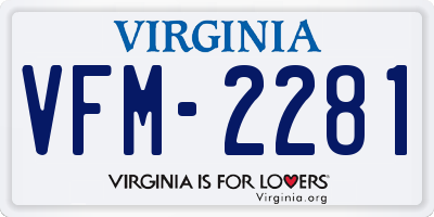 VA license plate VFM2281