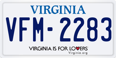VA license plate VFM2283