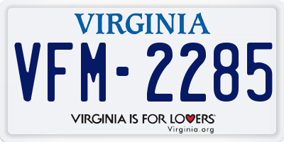 VA license plate VFM2285