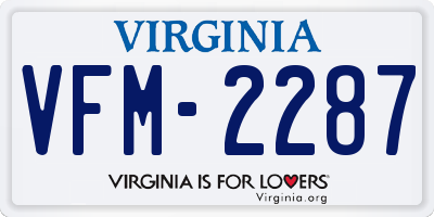 VA license plate VFM2287