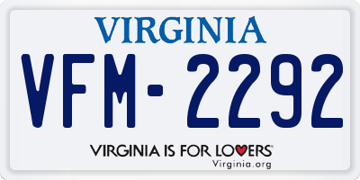 VA license plate VFM2292