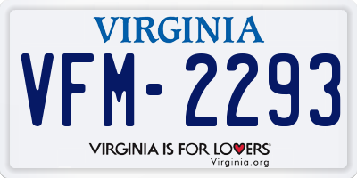 VA license plate VFM2293