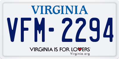 VA license plate VFM2294