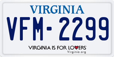 VA license plate VFM2299